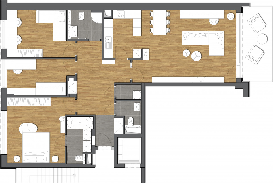 půdorysné řešení minimální varianta | 1+1 atelier